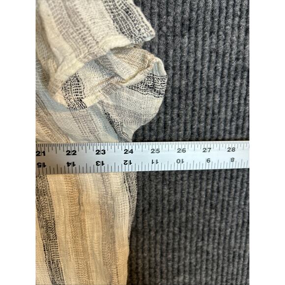Heroes And Dreamers Womens Popover Blouse Sz 1X Linen Blend Striped Neutral Boho - Picture 5 of 6